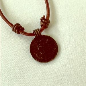 Indian Currency (50 Paise) Coin Brown Necklace